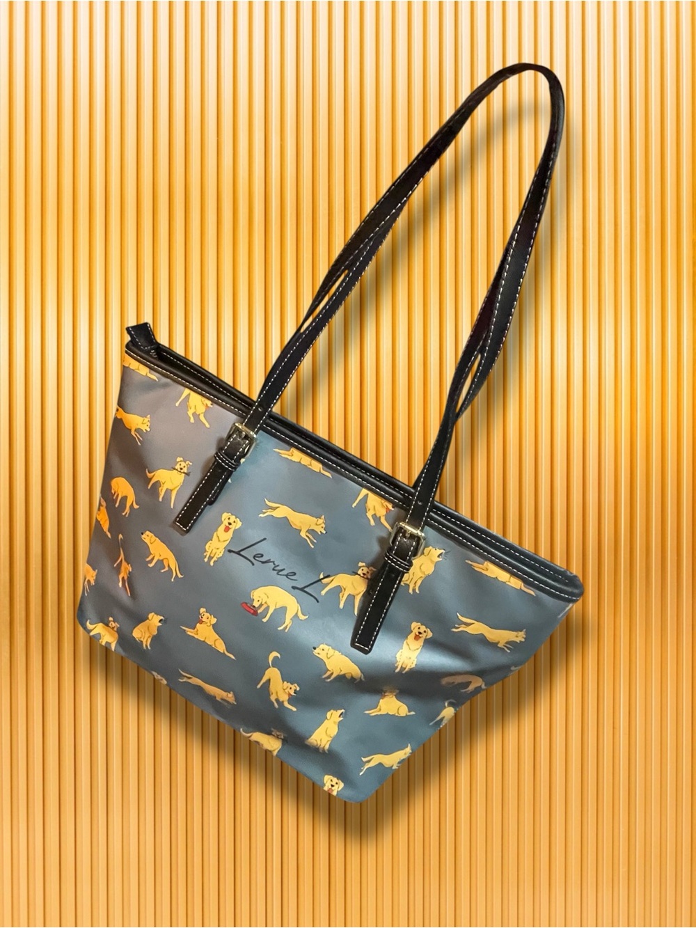 ✨ LerueL Golden Retriever Tote Bag | Cute Dog Mom Shoulder Handbag Blue 🐶 - Picture 2 of 15